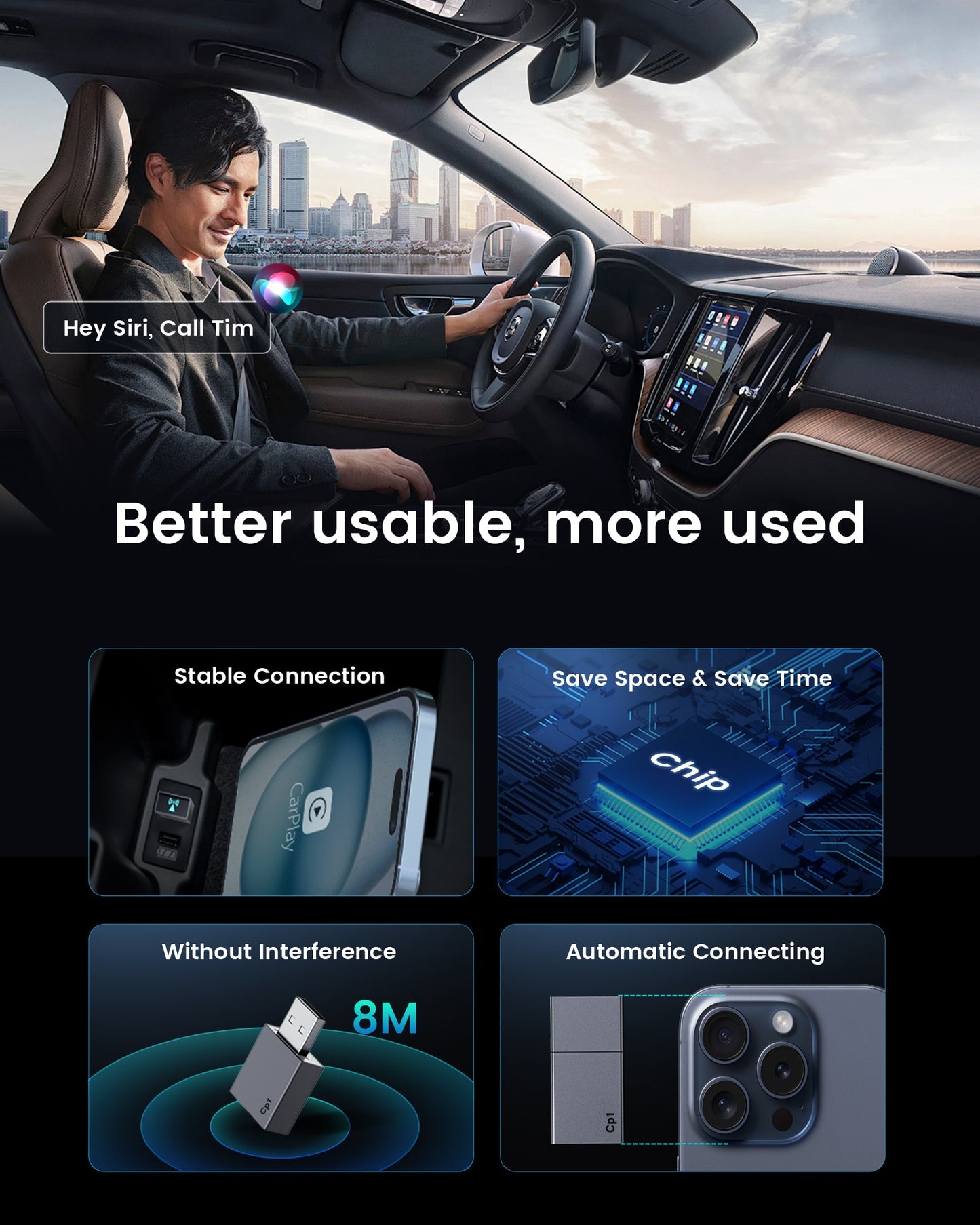 Wireless CarPlay Adapter for iPhone USB A