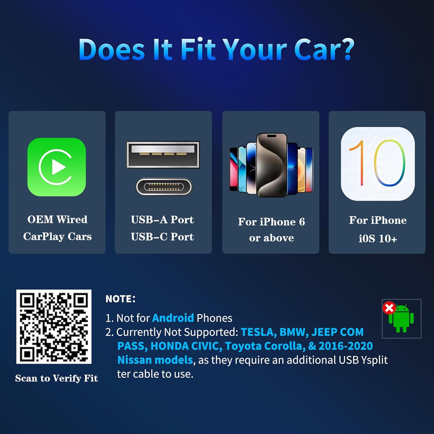 Wireless CarPlay Adapter for iPhone 2026 Upgrade - Stable Connection Convert Wired to Wireless Compatible with Cars 2018+, iOS 10+ (USB-C)
