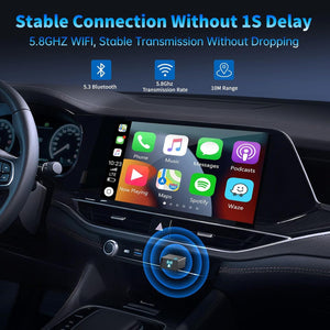 Wireless CarPlay Adapter for iPhone 2026 Upgrade - Plug & Play Convert Wired to Wireless Compatible with Cars 2016+, iOS 10+ (USB A/USB-C)