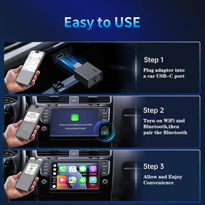 Wireless CarPlay Adapter for iPhone 2026 Upgrade - Stable Connection Convert Wired to Wireless Compatible with Cars 2018+, iOS 10+ (USB-C)