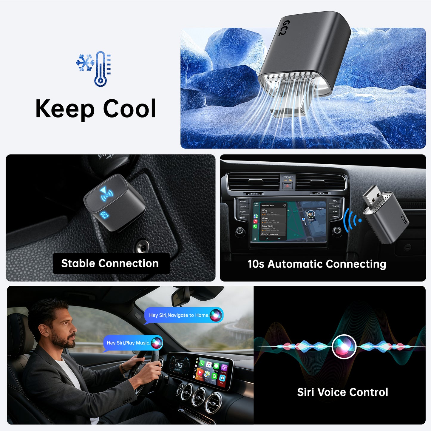 Wireless CarPlay Adapter for iPhone USB A (GC2)