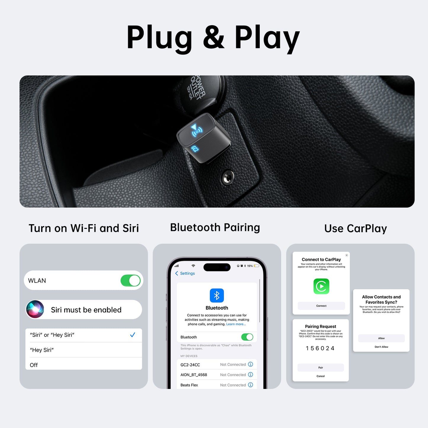 Wireless CarPlay Adapter for iPhone USB A (GC2)