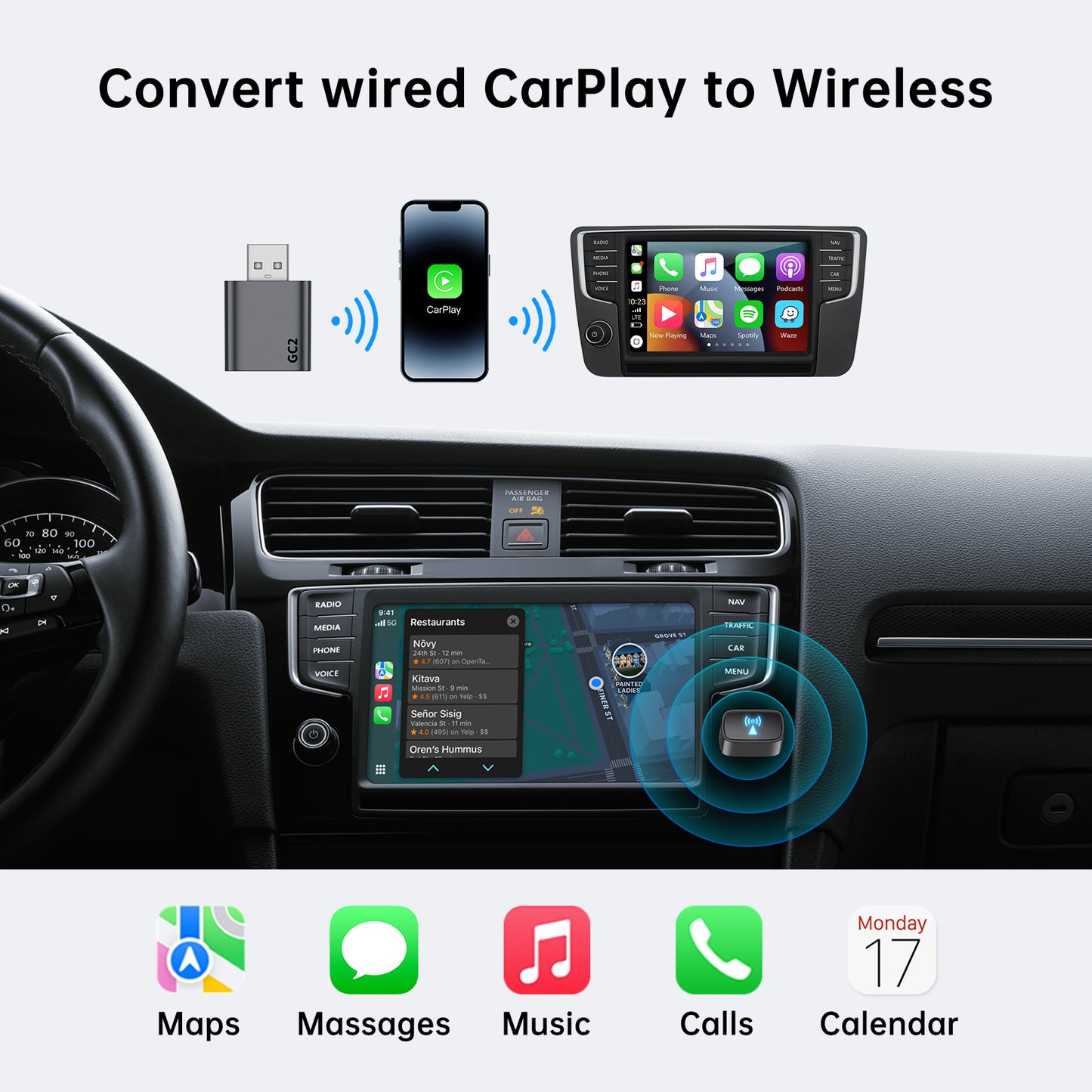 Wireless CarPlay Adapter for iPhone USB A (GC2)